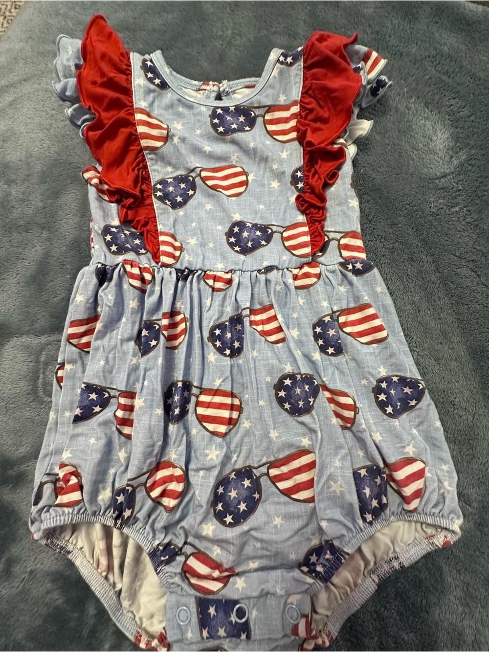 🇺🇸 Caden Lane Patriotic Sunglasses Bubble Romper 12-18M *